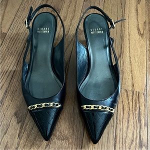 Stuart Weitzman Black Slingback Kitten Heels